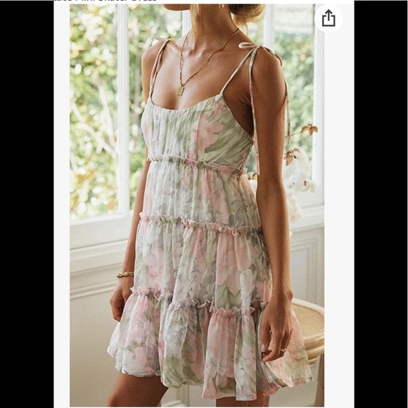 108. Round Neck Spaghetti Straps Floral Skater Minidress - Picture 3 of 14